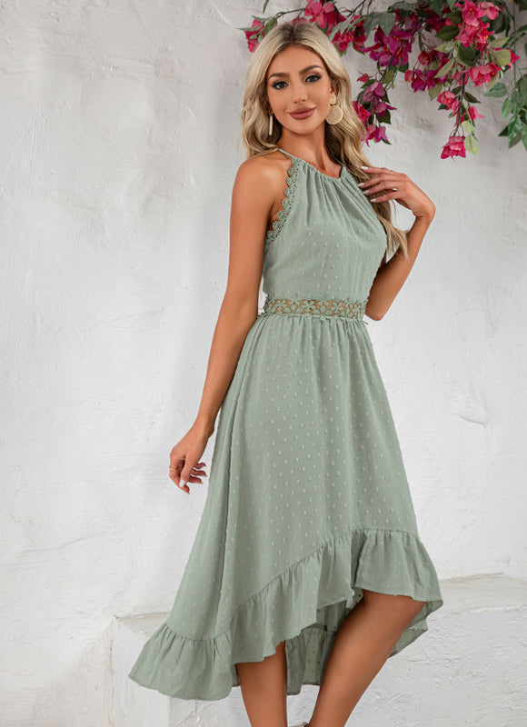 Robe Pastel Verte À Volants Midi