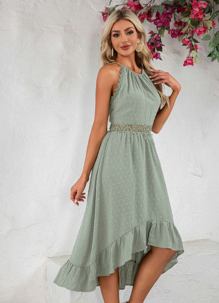 Robe Pastel Verte À Volants Midi