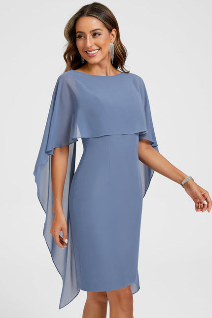 Robe Pastel Bleu Fourreau Col Rond - gallery 4