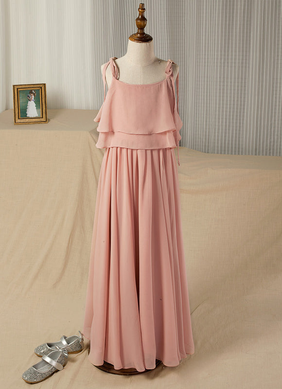 Robe Pastel Longue Fille Rose Mousseline - gallery 3