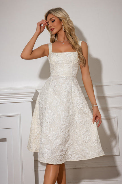 Robe Pastel Rose Trapèze Fleurs Nœud - gallery 5