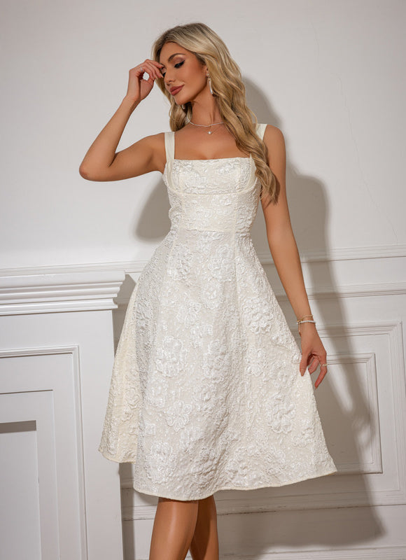Robe Pastel Rose Trapèze Fleurs Nœud - gallery 5