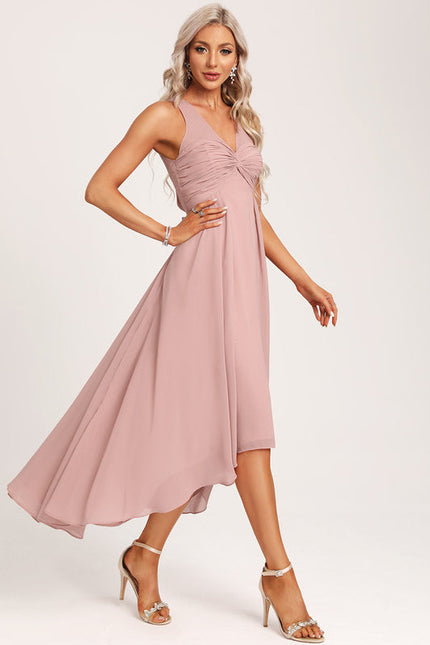 Robe Pastel Verte Col V Asymétrique - gallery 1