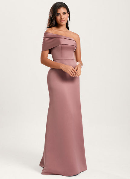 Robe Pastel Rose Satin Longueur Ras Du Sol