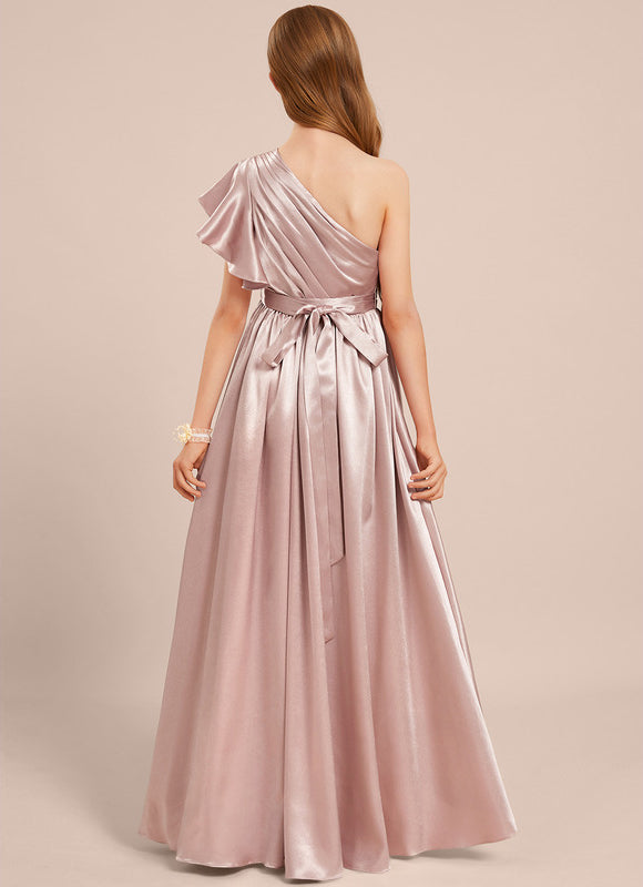 Robe Pastel Rose Décolleté Asymétrique Satin - gallery 5