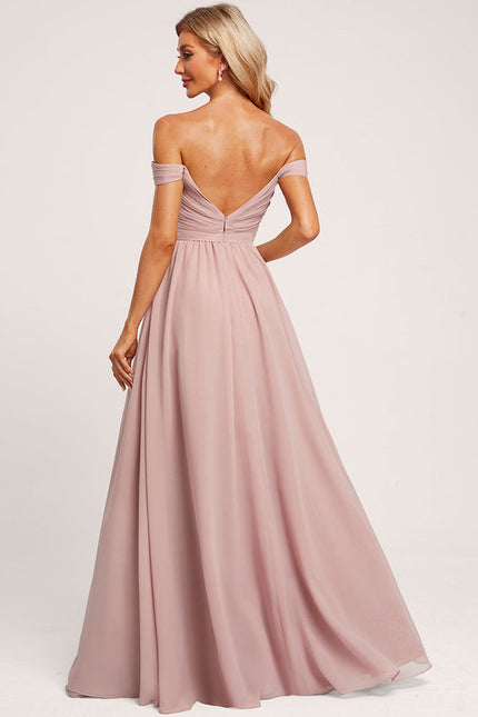 Robe Pastel Rose Décolleté Épaule Dénudée - gallery 7