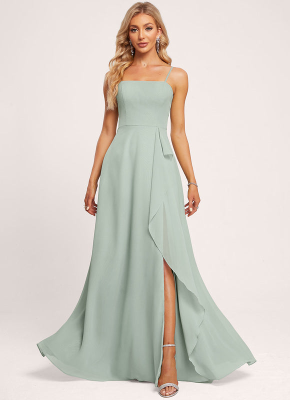 Robe Pastel Verte Col Carré Volants