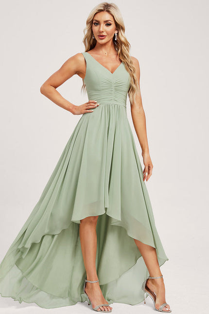 Robe Pastel Verte Col V Asymétrique - gallery 3
