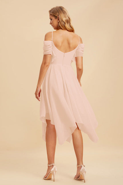 Robe Pastel Rose Trapèze Mousseline À Volants - gallery 5