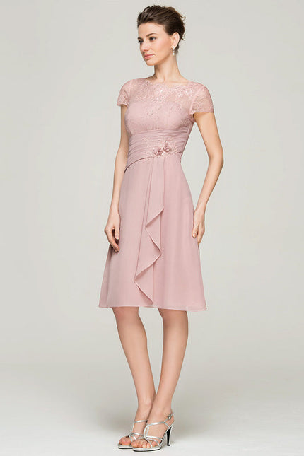 Robe Pastel Rose Trapèze Col Rond - gallery 3