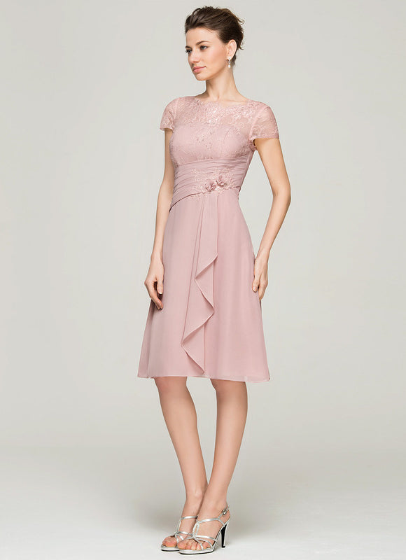 Robe Pastel Rose Trapèze Col Rond - gallery 3