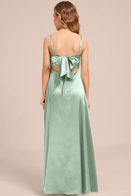 Robe Pastel Vert Satin Démoiiselle D'Honneur - gallery 1