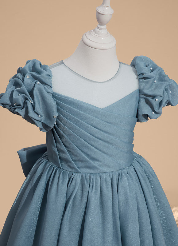 Robe Pastel Bleu Trapèze Col Rond - gallery 5