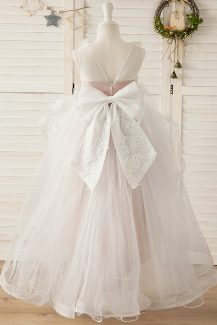 Robe Pastel Fille Mariage Blanc Rose - gallery 7