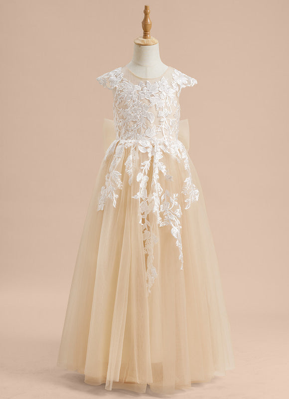 Robe Pastel Fille Mariage Crème Col Rond - gallery 4