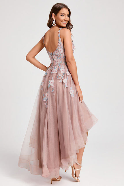 Robe Pastel Rose Floral Dentelle Cocktail - gallery 1