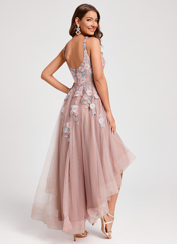 Robe Pastel Rose Floral Dentelle Cocktail - gallery 1
