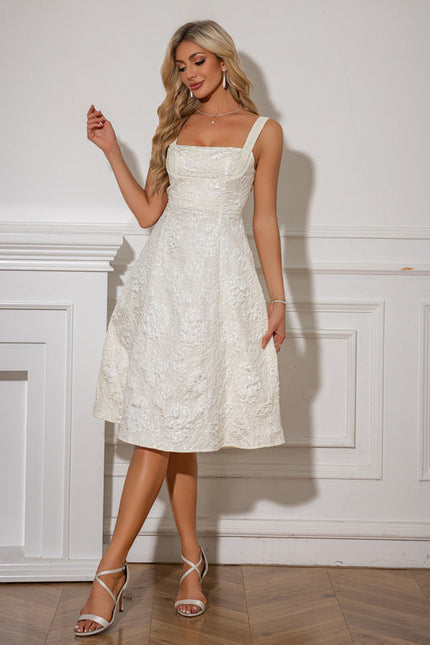 Robe Pastel Rose Trapèze Fleurs Nœud - gallery 2