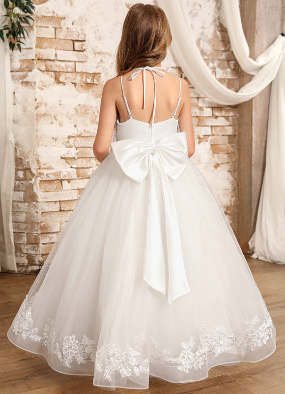 Robe Pastel Demoiselle D'Honneur Blanche Tulle - gallery 4