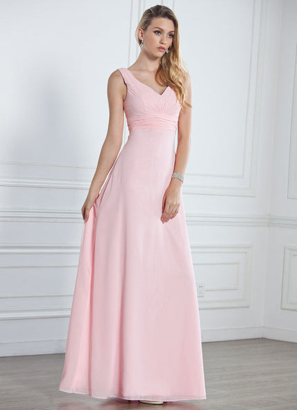 Robe Pastel Rose Demoiselle D'Honneur À Volants