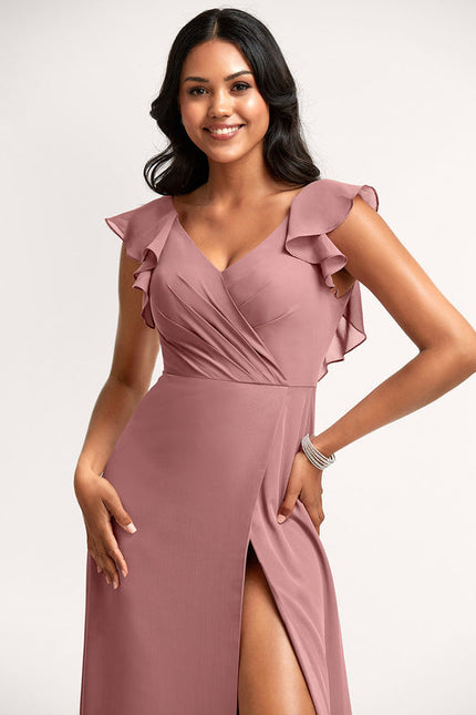 Robe Pastel Rose Demoiselle D'Honneur Élégante - gallery 3