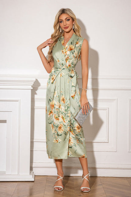 Robe Pastel Vert Imprimé Floral Midi - gallery 5