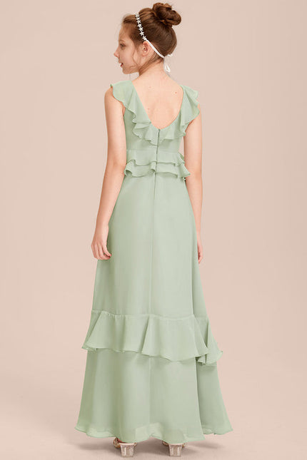 Robe Pastel Rose Demoiselle D'Honneur Volants - gallery 2