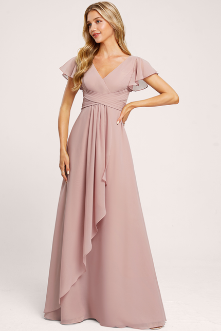 Robe Pastel Rose Demoiselle D'Honneur Élégante - gallery 3