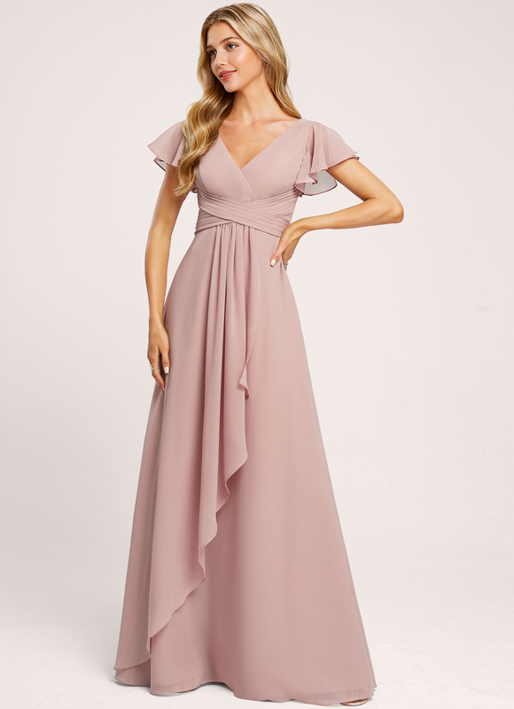 Robe Pastel Rose Demoiselle D'Honneur Élégante - gallery 3