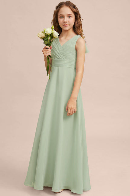 Robe Pastel Verte Col V Longueur Maxi
