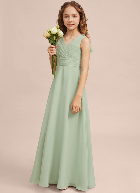 Robe Pastel Verte Col V Longueur Maxi