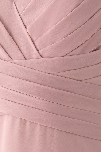 Robe Pastel Rose Demoiselle D'Honneur À Volants - gallery 8