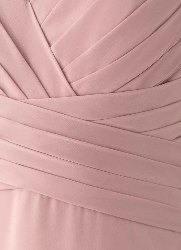 Robe Pastel Rose Demoiselle D'Honneur À Volants - gallery 8