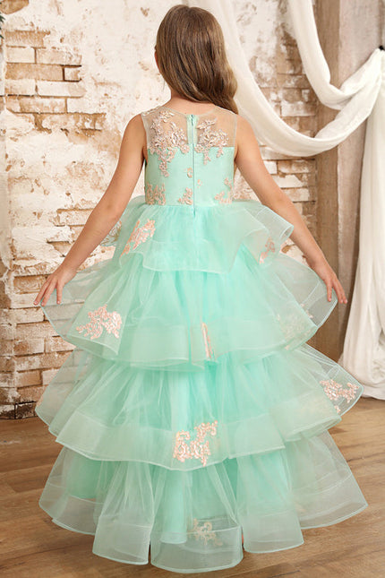 Robe Pastel Fille Turquoise Princesse Tulle - gallery 3