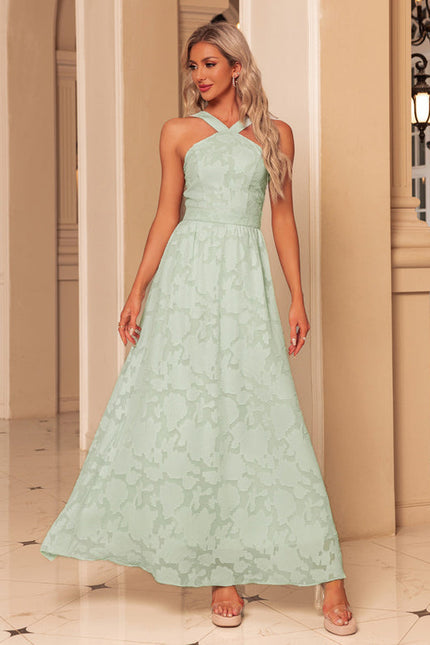 Robe Pastel Verte Maxi Trapèze Jacquard - gallery 3