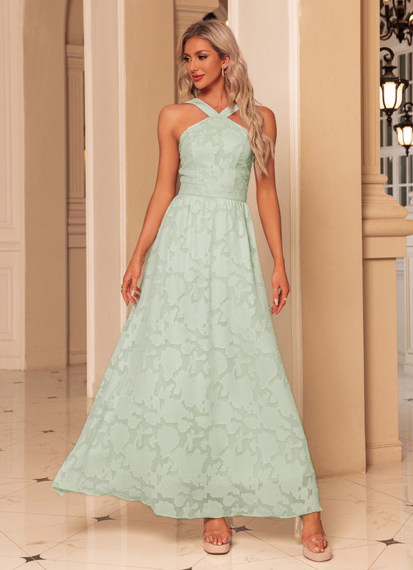 Robe Pastel Verte Maxi Trapèze Jacquard - gallery 3