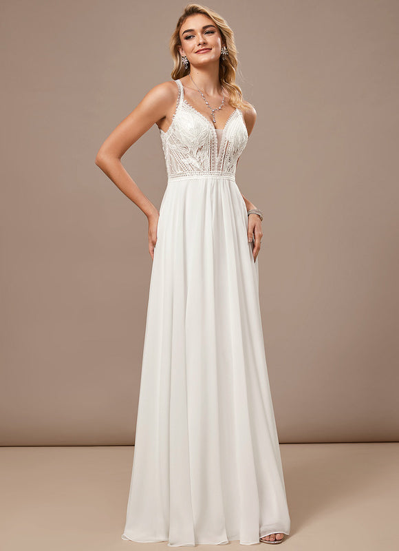 Robe Pastel Blanche Col V Longueur Ras Du Sol - gallery 2