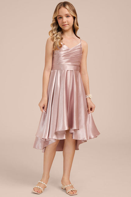 Robe Pastel Rose Satin Demoiselle D'Honneur - gallery 5