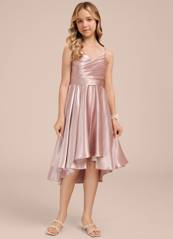 Robe Pastel Rose Satin Demoiselle D'Honneur - gallery 5