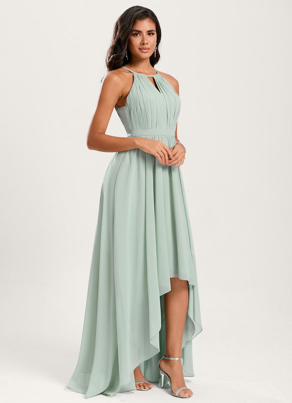 Robe Pastel Rose Trapèze Mousseline Volants - gallery 1