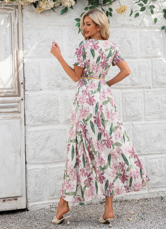 Robe Pastel Fleurie Col V Maxi - gallery 2