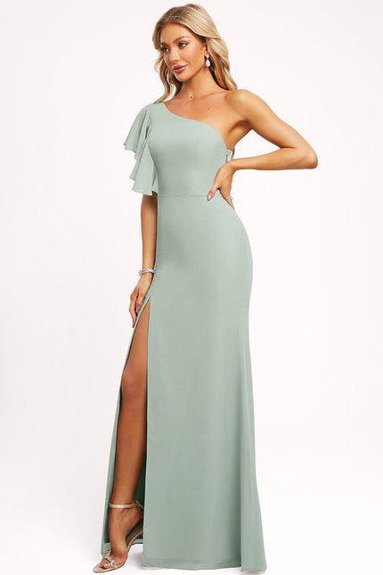 Robe Pastel Rose Décolleté Asymétrique Sirène - gallery 3
