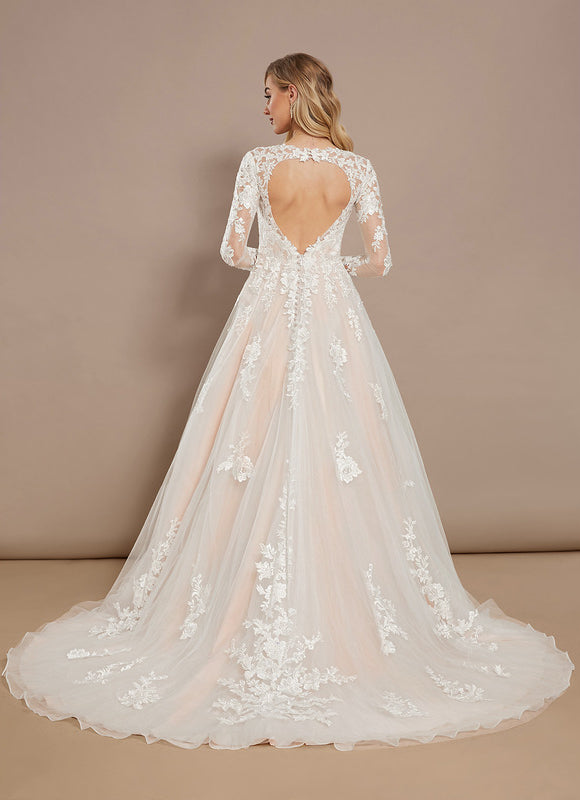 Robe Pastel Blanche Col V Traîne Tulle - gallery 6