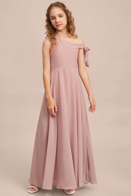 Robe Pastel Rose Décolleté Asymétrique Junior