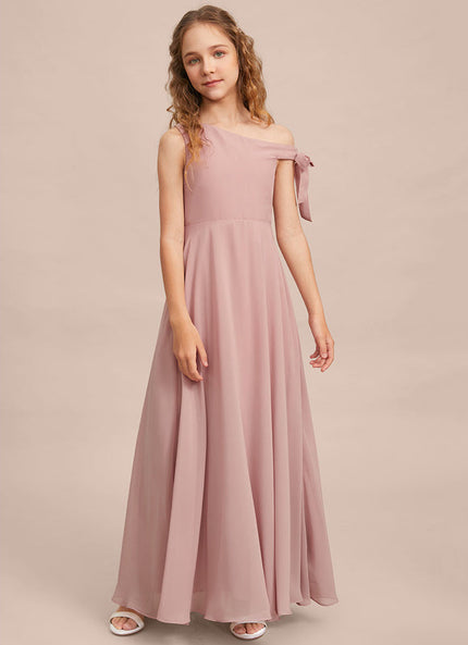 Robe Pastel Rose Décolleté Asymétrique Junior