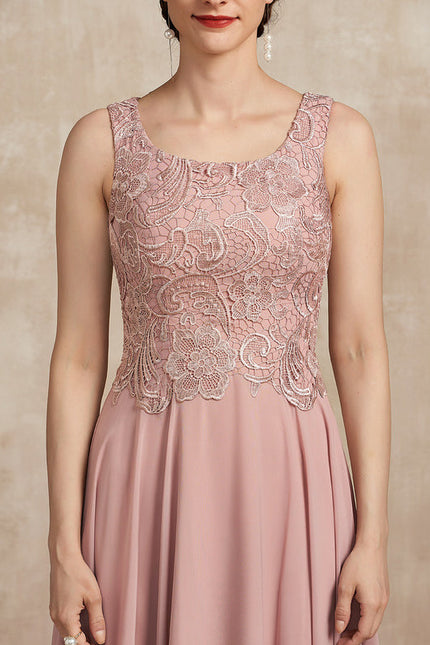 Robe Pastel Rose Traîne Long Dentelle - gallery 6