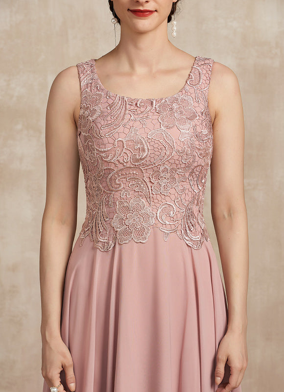 Robe Pastel Rose Traîne Long Dentelle - gallery 6