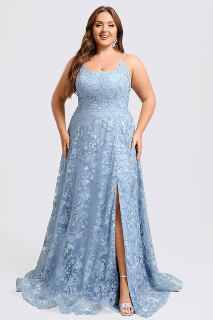 Robe Pastel Bleu Col Rond Dentelle - gallery 9
