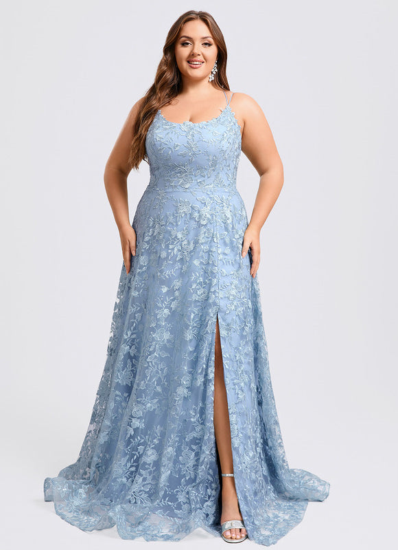 Robe Pastel Bleu Col Rond Dentelle - gallery 9