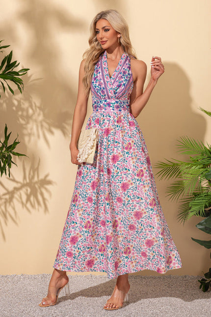 Robe Pastel Imprimé Fleurs Mauve Maxi - gallery 3